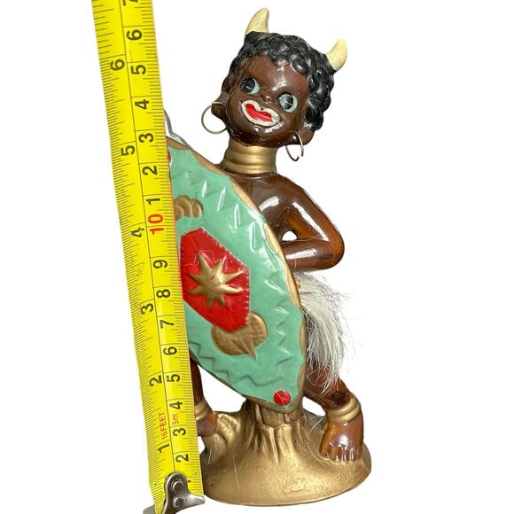 Vintage African Tribal Dancer with Shield Figurine Ceramic Mid Century Japan - Picture 5 of 10